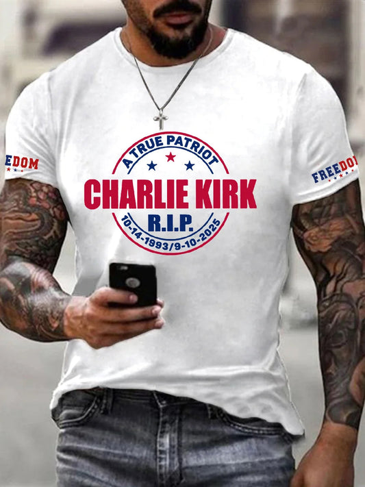 Мъжки charlie kirk turning point сащ trump възпоменателна тениска