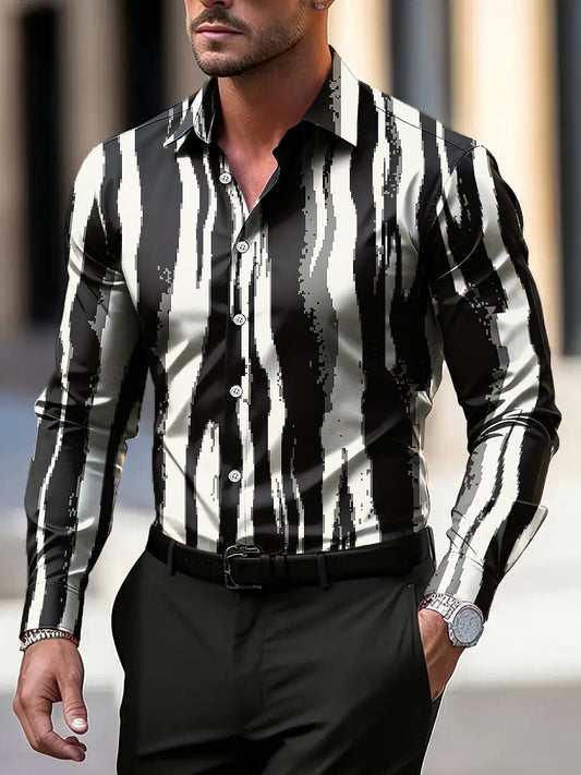 Мъжки класически абстрактна ивица бизнес случайни риза