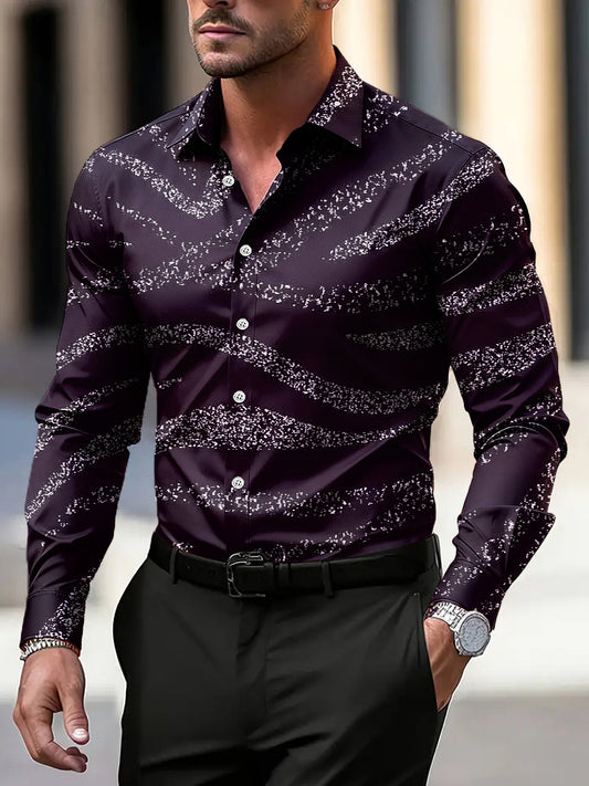 Мъжки реколта блестящ бизнес парти с дълги ръкави риза