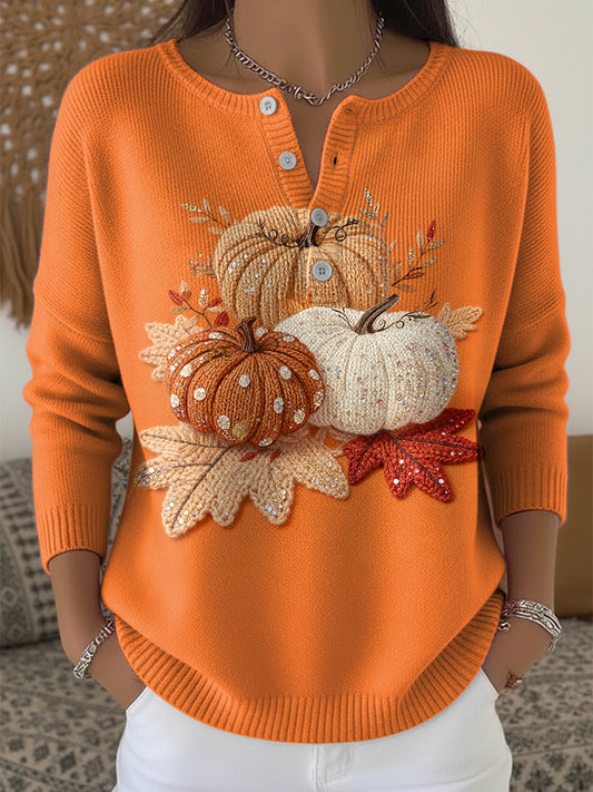 Женската благодарност тиква клен лист изкуство v-neck top