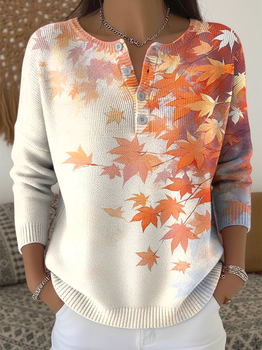 Жените благодарност абстрактни клен лист изкуство v-врата отгоре