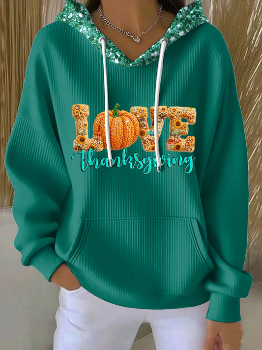 Жените благодарност тиква любов случайни hoodie