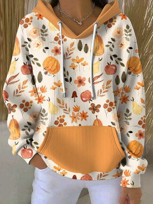 Женските благодарност тиква-печатни случайни екипаж врат суитчър