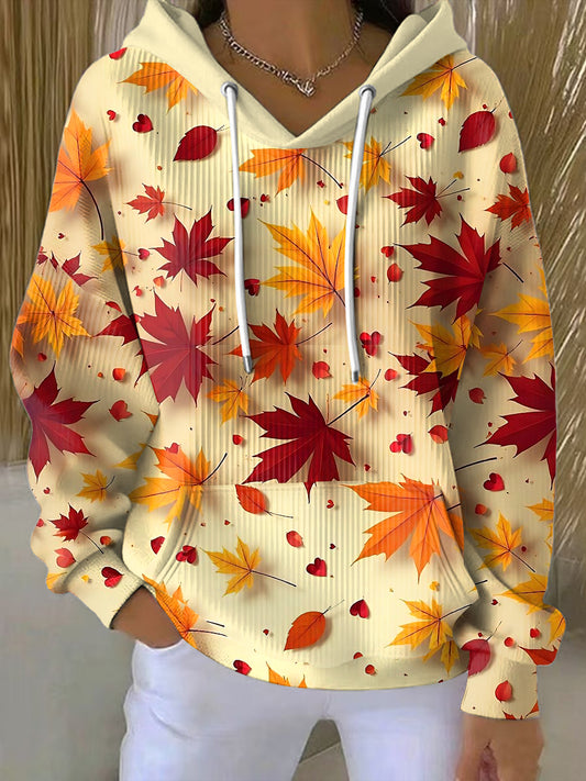 Жените благодарност клен лист случайни екипаж врат пуловер